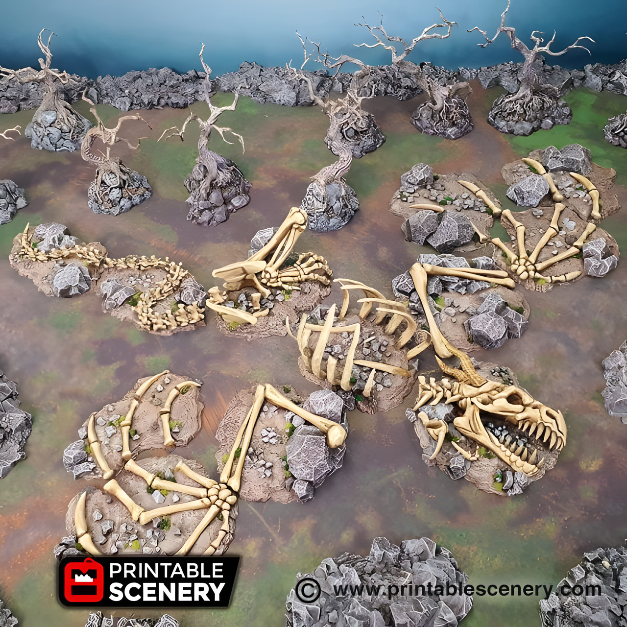 Dragons graveyard. Shadowfey Wilds, 15mm, 28mm, 32mm - Printable Scenery