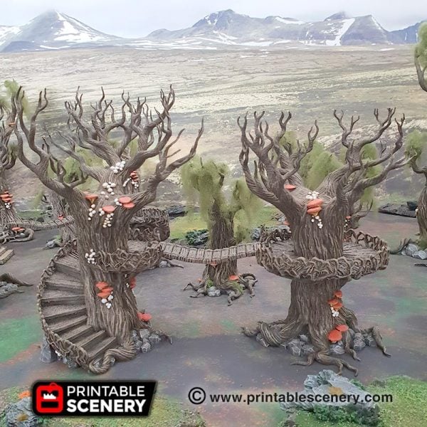 Elven Walkway, 15mm, 28mm, 32mm. Complete Elves - Printable Scenery