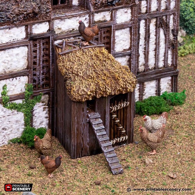 Farm Chicken Hut. King and Country, 15mm, 28mm, 32mm - Printable Scenery