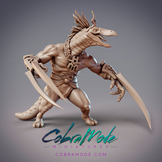 Dinovian Mercenary Ferelok, Dinosaur Folk Barbarian- CobraMode