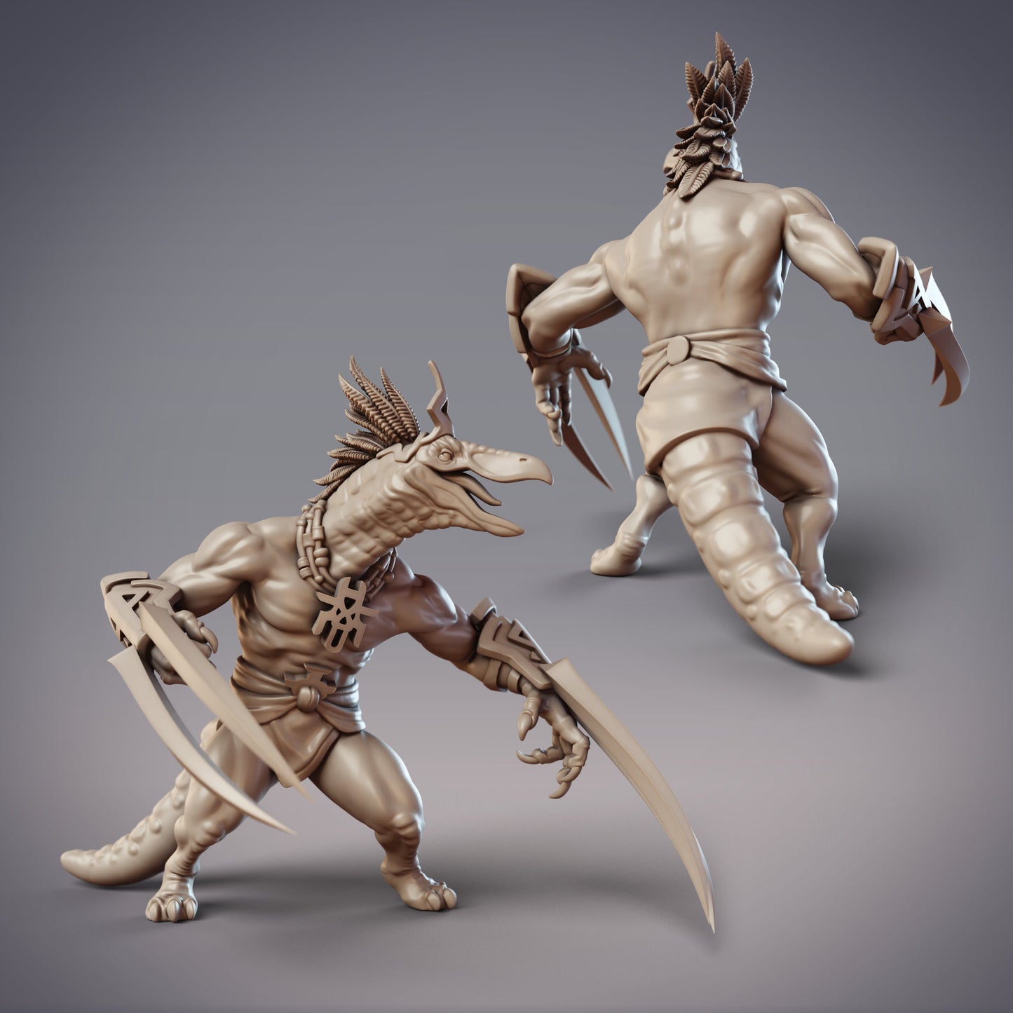 Dinovian Mercenary Ferelok, Dinosaur Folk Barbarian- CobraMode