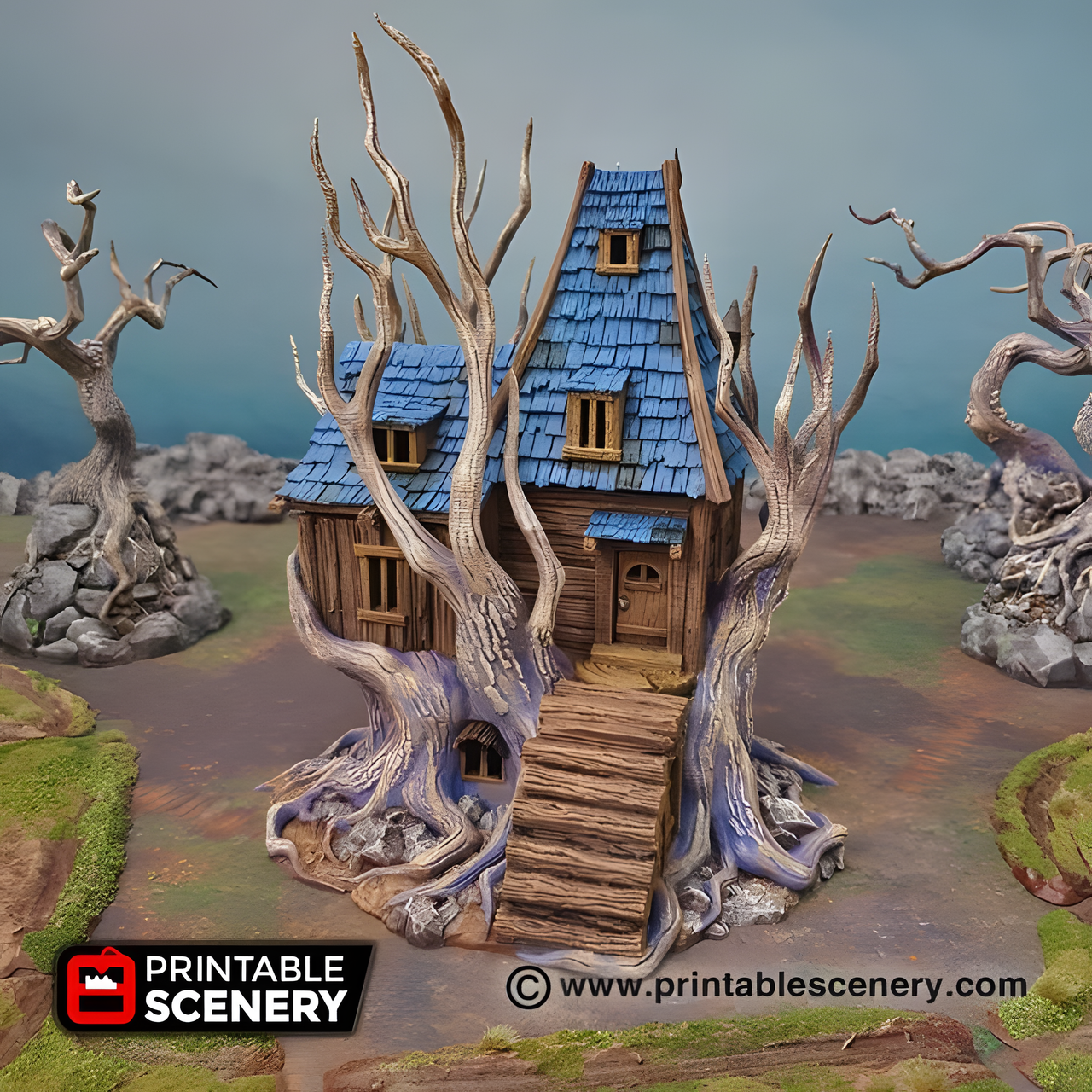 Feywild Cabin. Shadowfey Wilds, 15mm, 28mm, 32mm - Printable Scenery