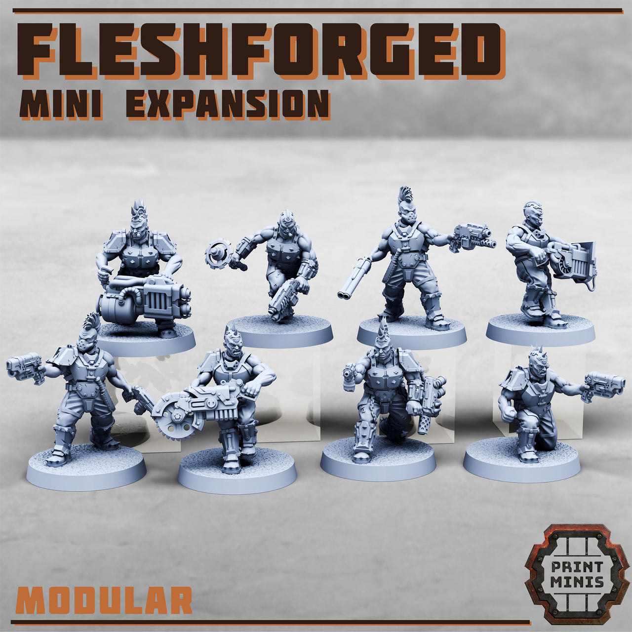 Fleshforged Gang Mini Expansion, Grimdark Bralwers - Print Minis