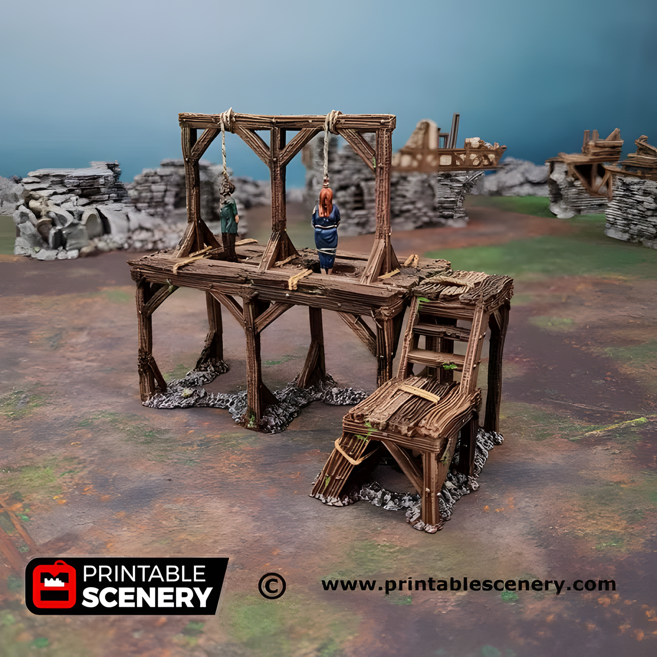 Gallows Square, 15mm, 28mm, 32mm - Printable Scenery