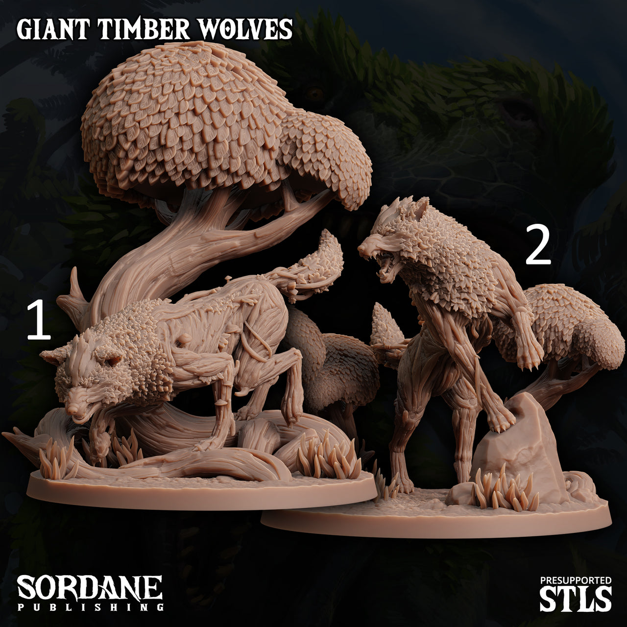 Giant Timber Wolves. Wood Wolf Elemental - Sordane Publishing