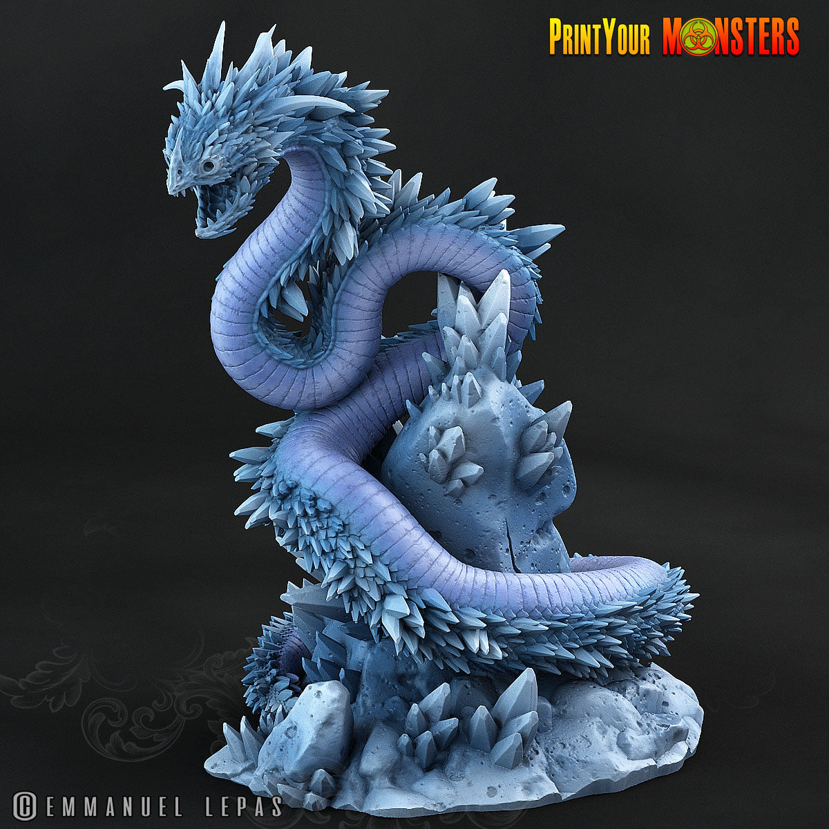 Glacialfang the Behemoth Serpent. Giant Ice Snake - Print Your Monsters