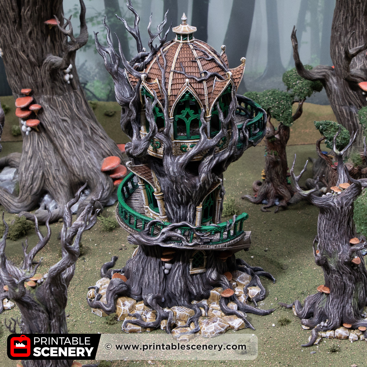 Gloomwood Treehouse, 15mm, 28mm, 32mm. Complete Elves - Printable Scenery