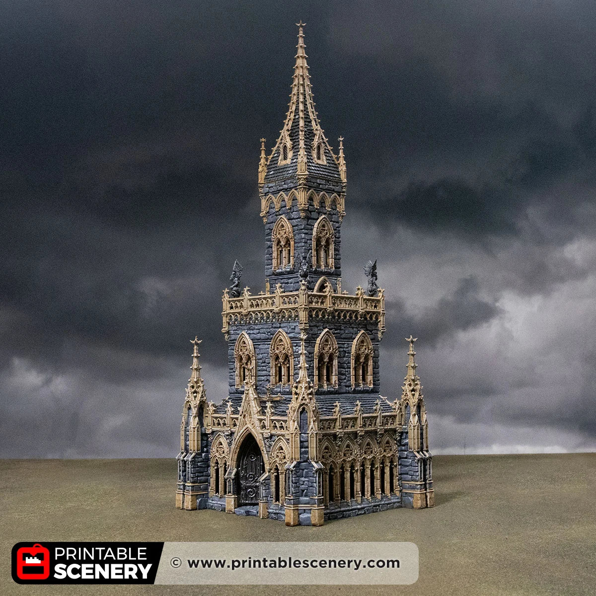 Gothic Cloister Tower. Darkness and Desolation 15mm, 28mm, 32mm - Printable Scenery | SystemHex