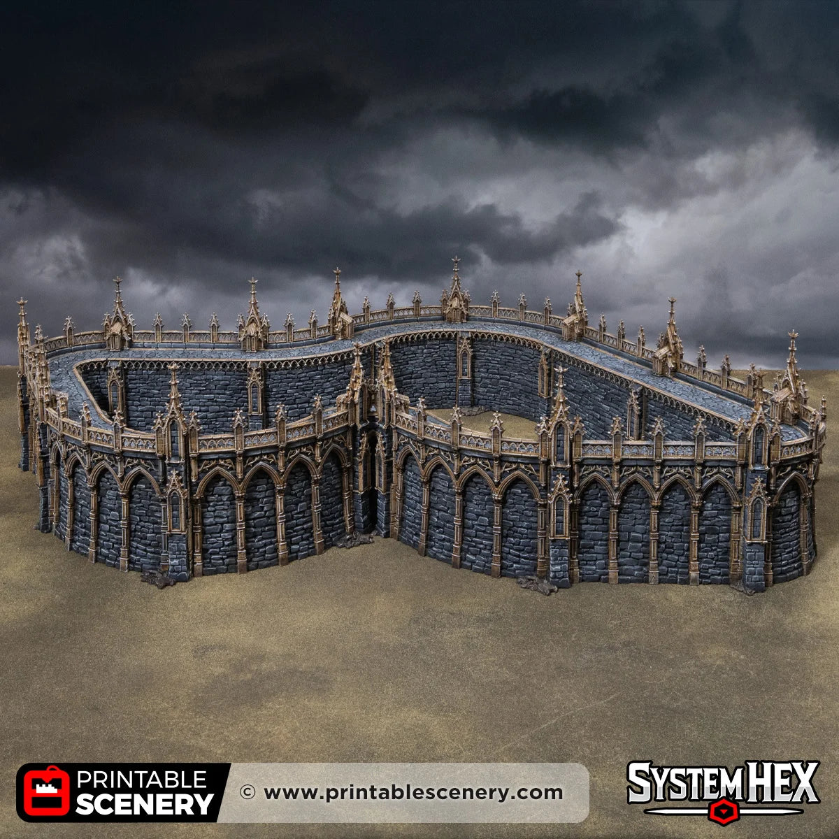 Gothic Walls. Darkness and Desolation 15mm, 28mm, 32mm - Printable Scenery | SystemHex