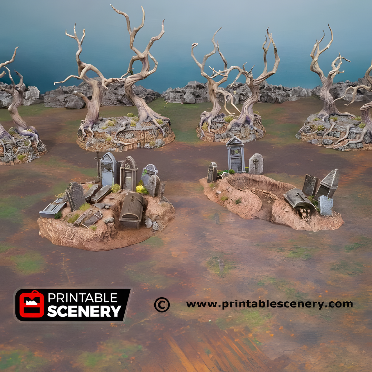 Graveyard Hills, 15mm, 28mm, 32mm - Printable Scenery