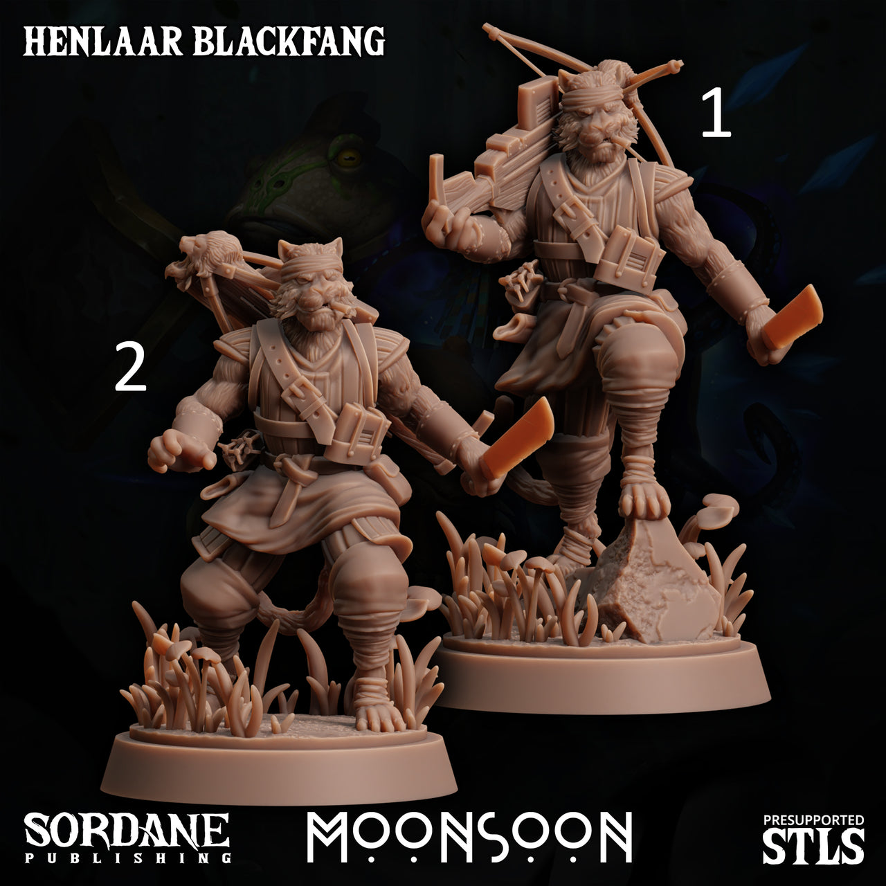 Henlaar Blackfang, Grizzled Catfolk Mercenary - Sordane Publishing