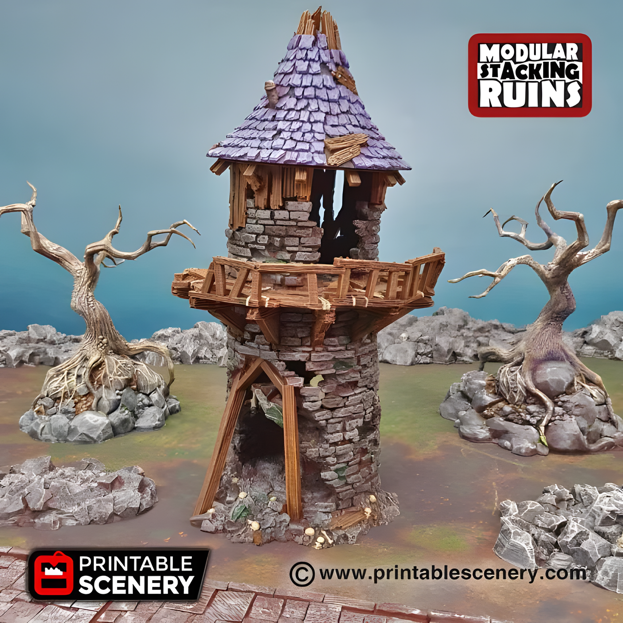 Hermit Tower, 15mm, 28mm, 32mm - Printable Scenery