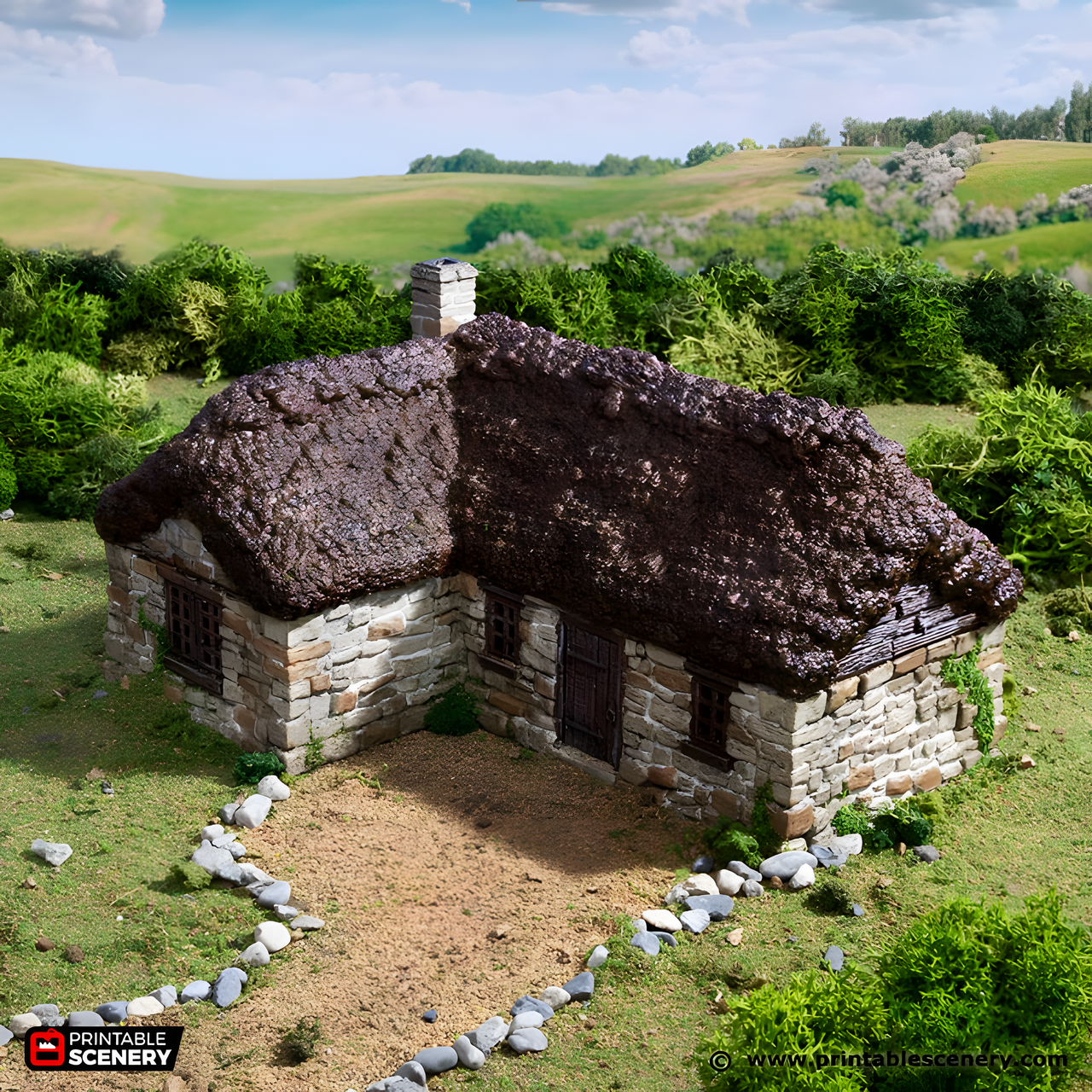 Highland Stone Barn. King and Country, 15mm, 28mm, 32mm - Printable Scenery