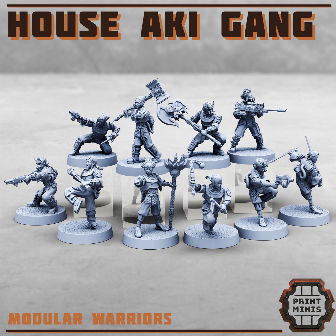 House Aki gang, Modular Postapocalypse Samurai - Print Minis
