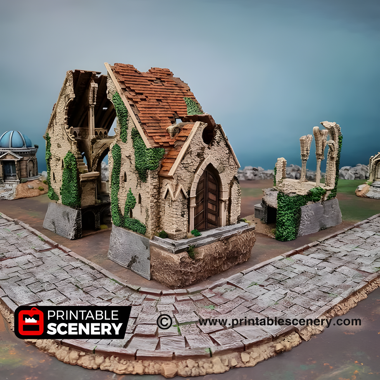 Ruined Nave and Chancel, 15mm, 28mm, 32mm - Printable Scenery