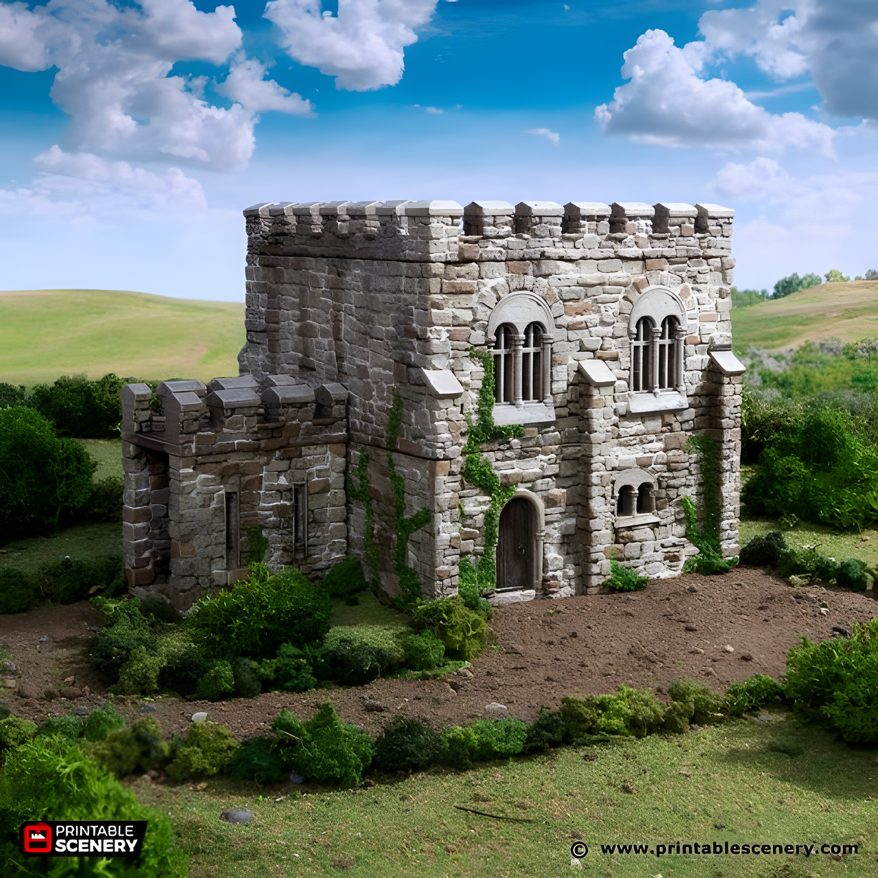 Norman Square Keep. King and Country, 15mm, 28mm, 32mm - Printable Scenery
