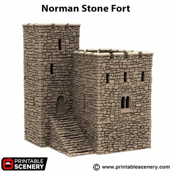 Norman Stone Fort. King and Country, 15mm, 28mm, 32mm - Printable Scenery