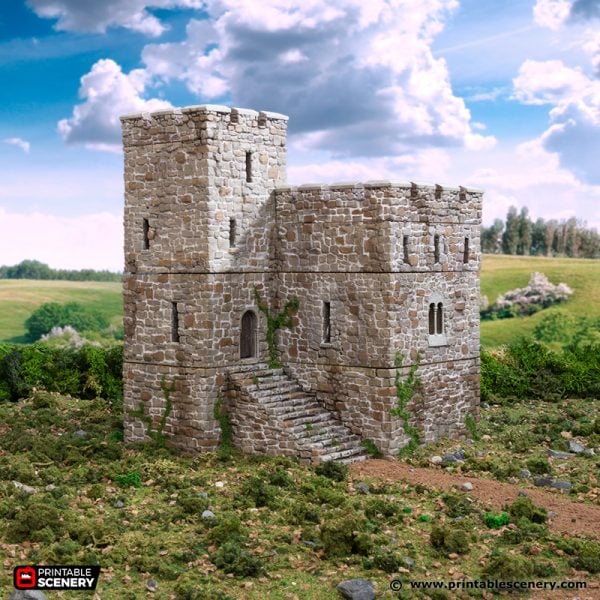 Norman Stone Fort. King and Country, 15mm, 28mm, 32mm - Printable Scenery
