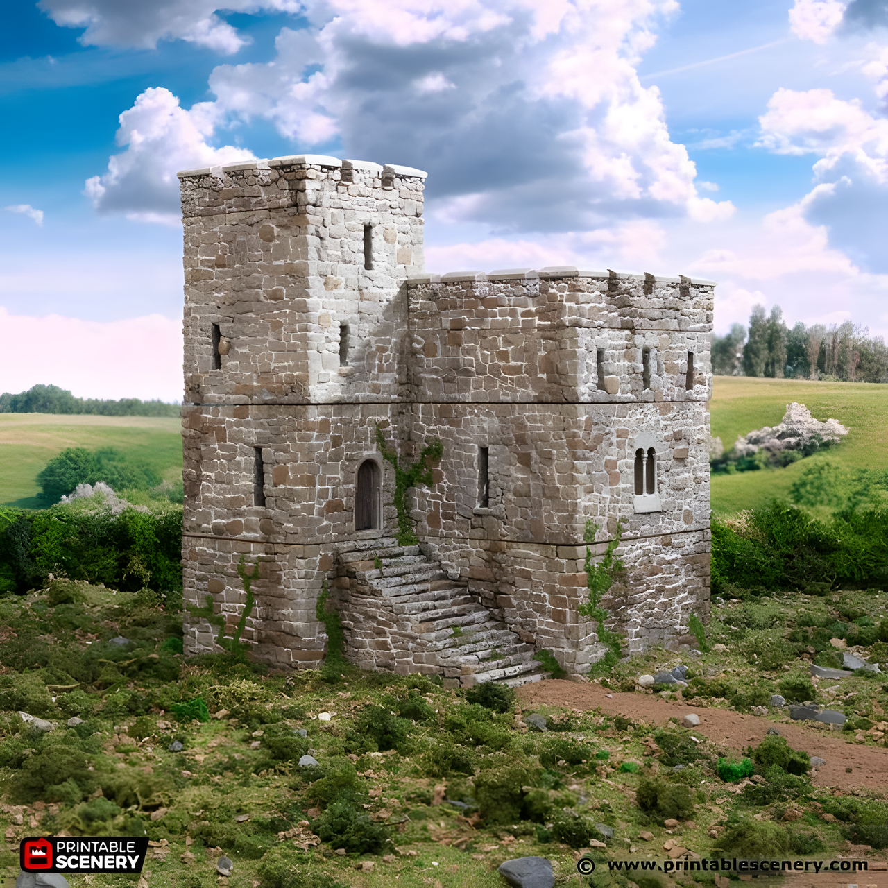 Norman Stone Fort. King and Country, 15mm, 28mm, 32mm - Printable Scenery