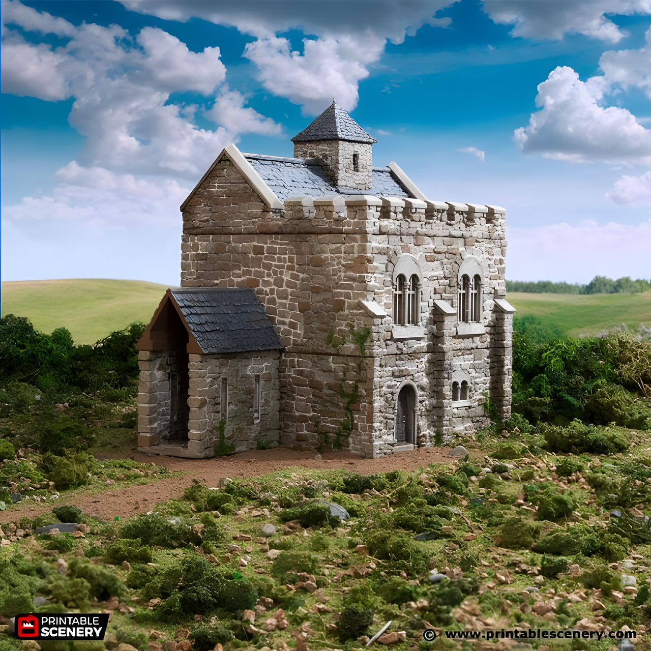 Norman Stone Keep. King and Country, 15mm, 28mm, 32mm - Printable Scenery