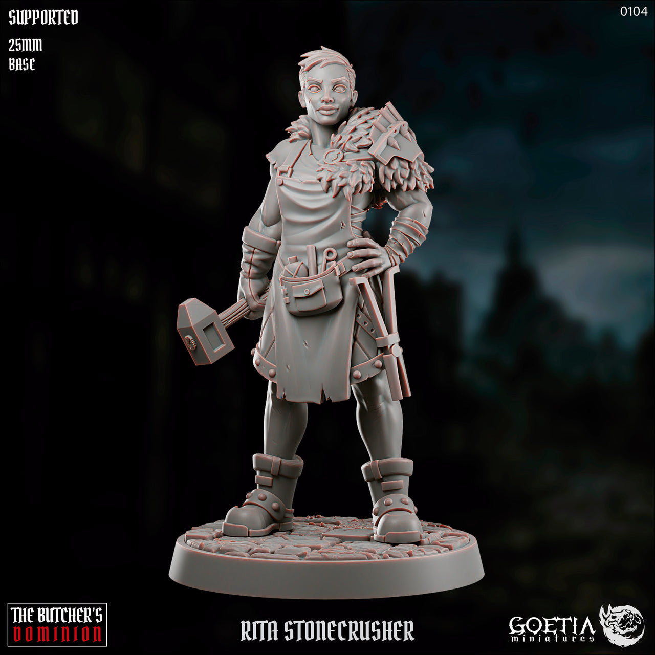 Rita Stonecrusher. Dark Fantasy Blacksmith - Goetia Miniatures