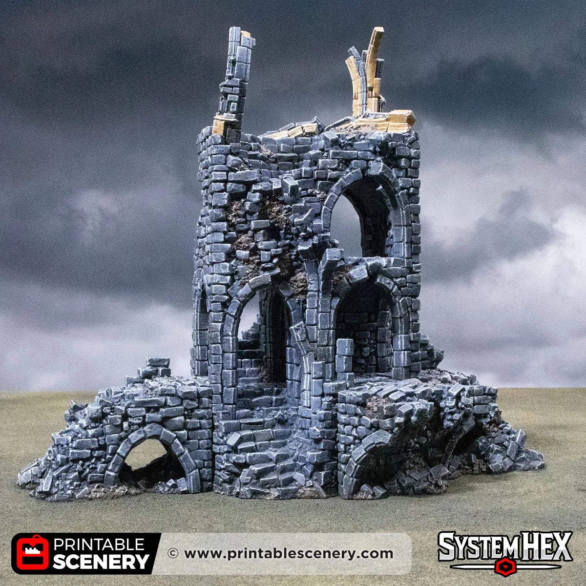 Blighted Stairway. Darkness and Desolation 15mm, 28mm, 32mm - Printable Scenery | SystemHex