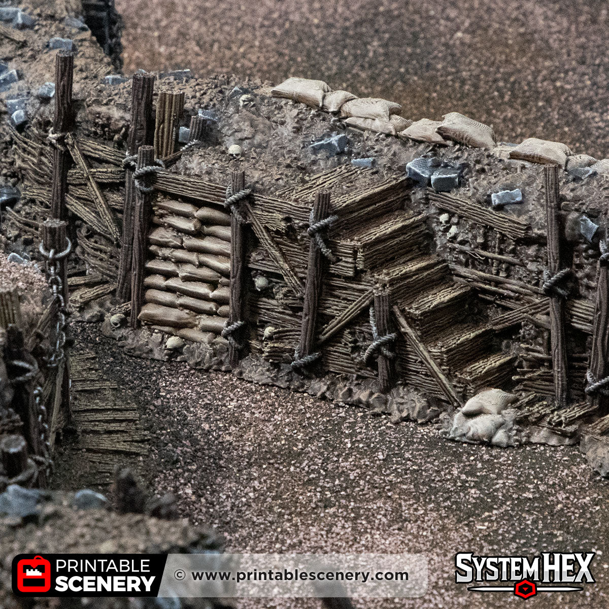 Trench Stairs. Darkness and Desolation 15mm, 28mm, 32mm - Printable Scenery | SystemHex