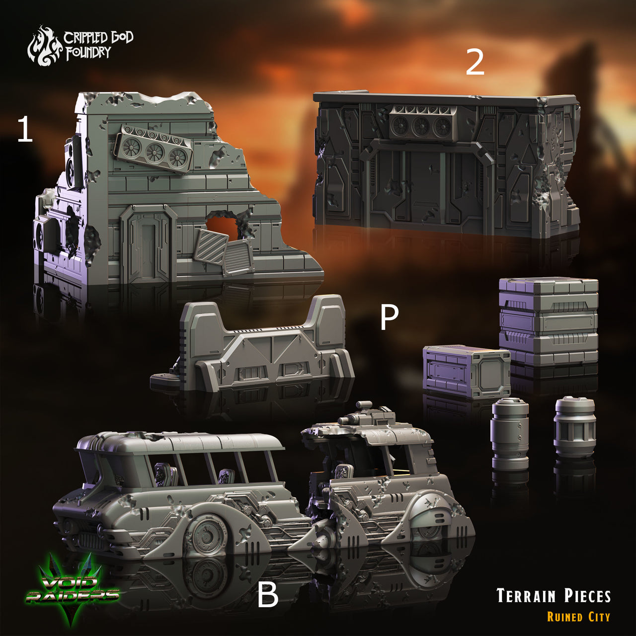 Ruined City Terrain Pieces - Crippled God Foundry