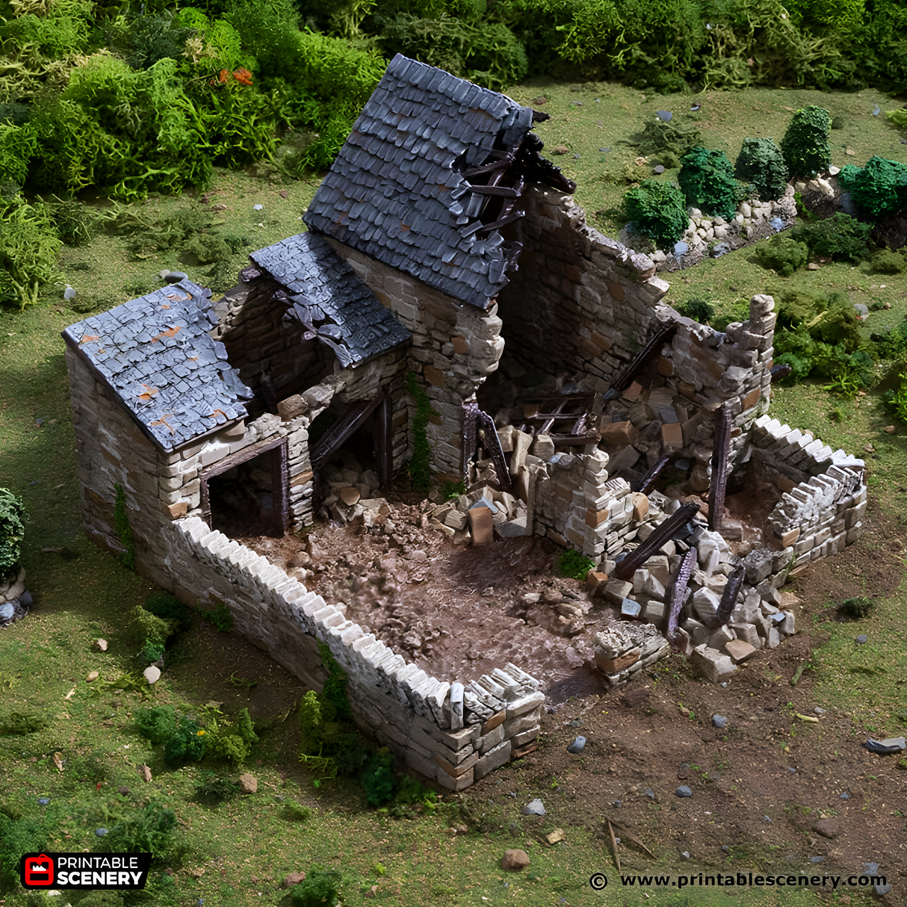 Ruined Farm Pig Pen. King and Country, 15mm, 28mm, 32mm - Printable Scenery