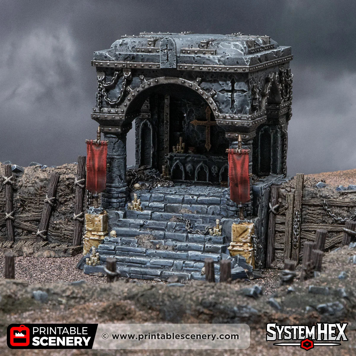 Shrine of Damnation. Darkness and Desolation 15mm, 28mm, 32mm - Printable Scenery | SystemHex