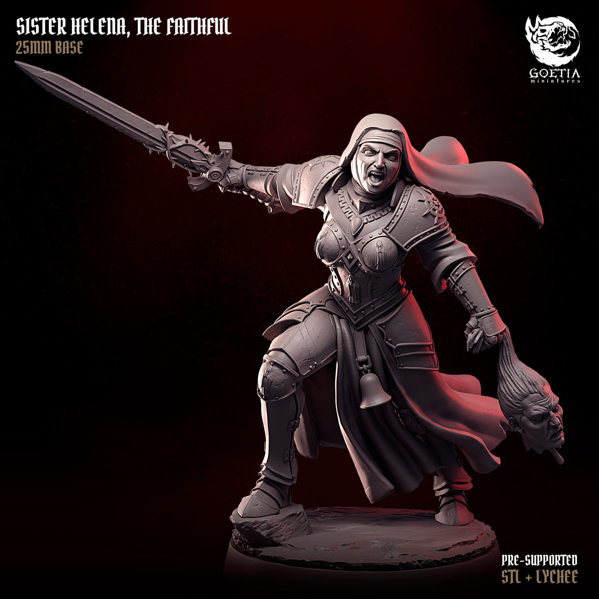 Sister Helena, The Faithful. Grimdark Paladin- Goetia Miniatures