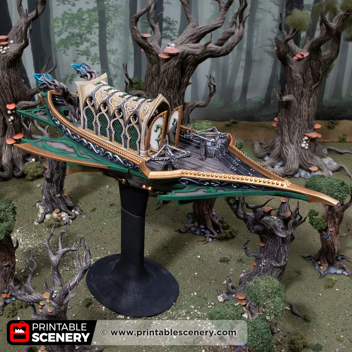 Sky Reaver, Elven Airship. 28mm, 32mm. Complete Elves - Printable Scenery