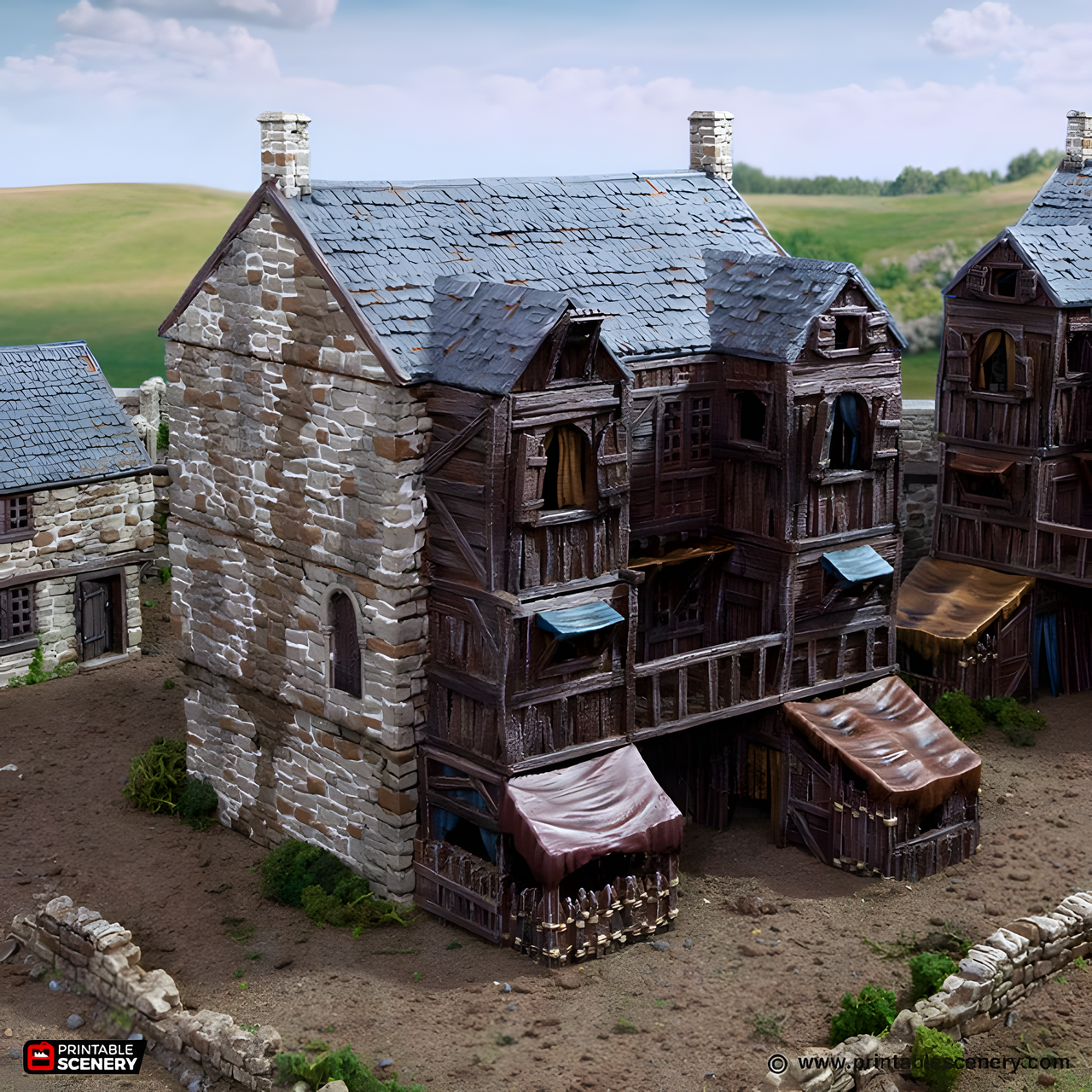 Slums of Flea Bottom 1. King and Country, 15mm, 28mm, 32mm - Printable Scenery