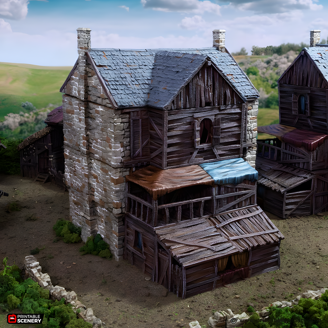 Slums of Flea Bottom 2. King and Country, 15mm, 28mm, 32mm - Printable Scenery