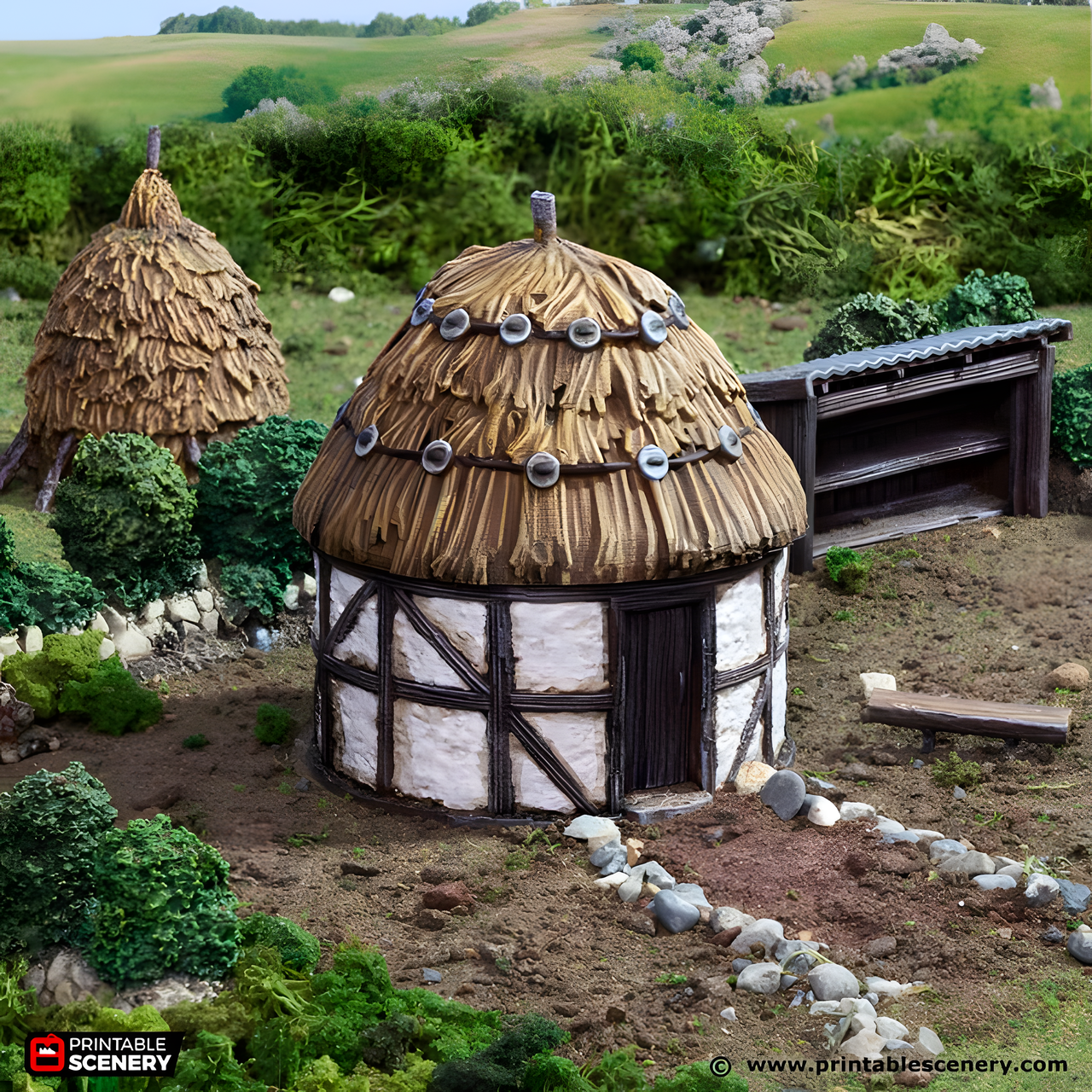 Small Round House. King and Country, 15mm, 28mm, 32mm - Printable Scenery