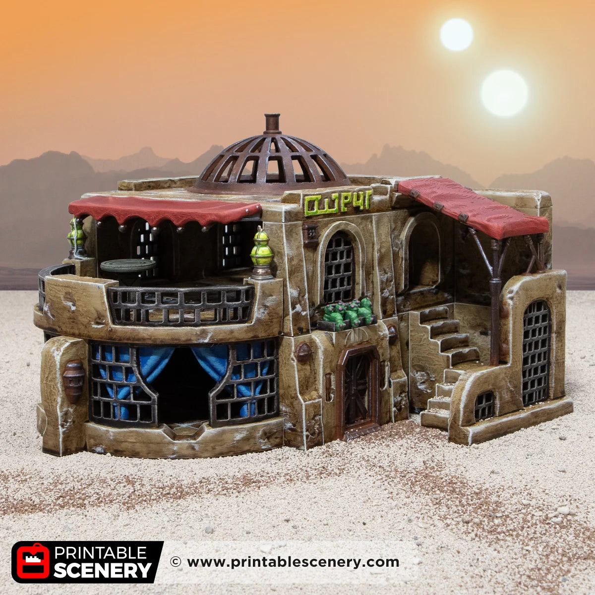 The Spice Den. Desert Outpost, 15mm, 28mm, 32mm, HO and OO Scale - Printable Scenery