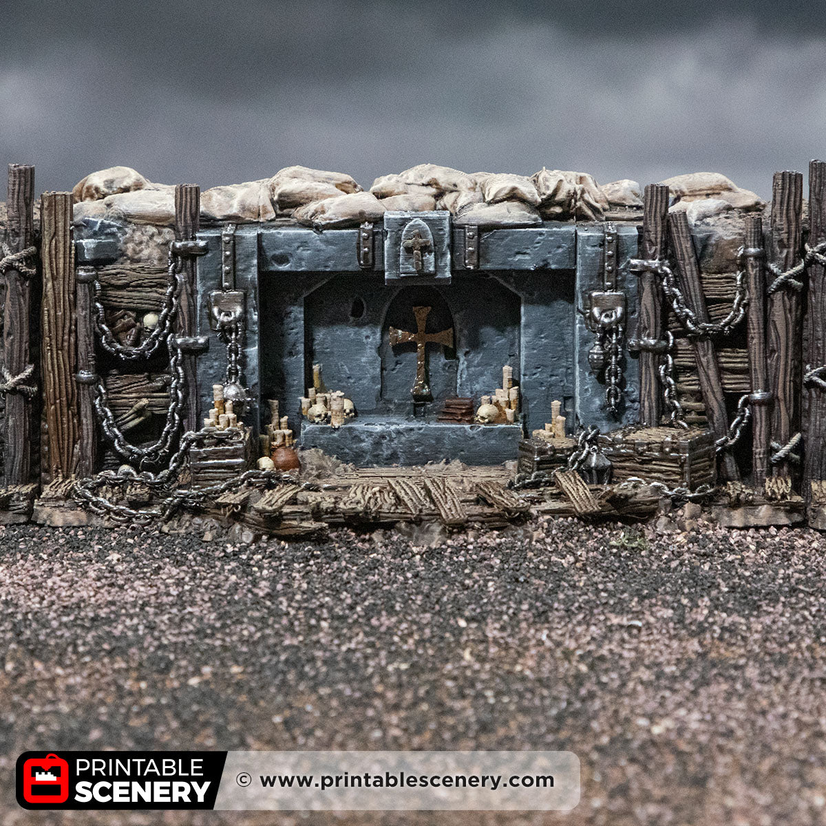 Sunken Shrine. Darkness and Desolation 15mm, 28mm, 32mm - Printable Scenery | SystemHex