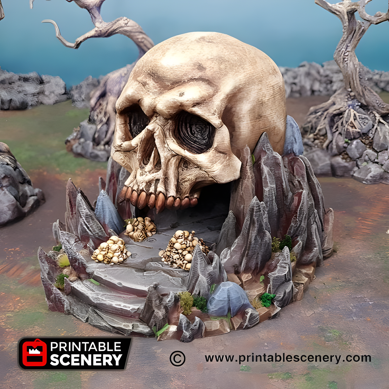 Titan Skull Cave. Shadowfey Wilds, 15mm, 28mm, 32mm - Printable Scenery