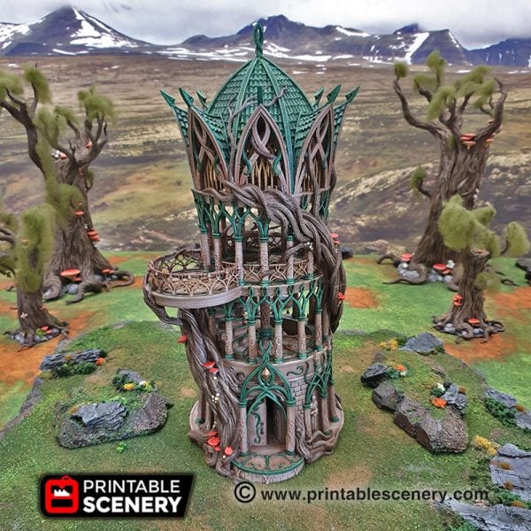 Tower Aeternus, 15mm, 28mm, 32mm. Complete Elves - Printable Scenery