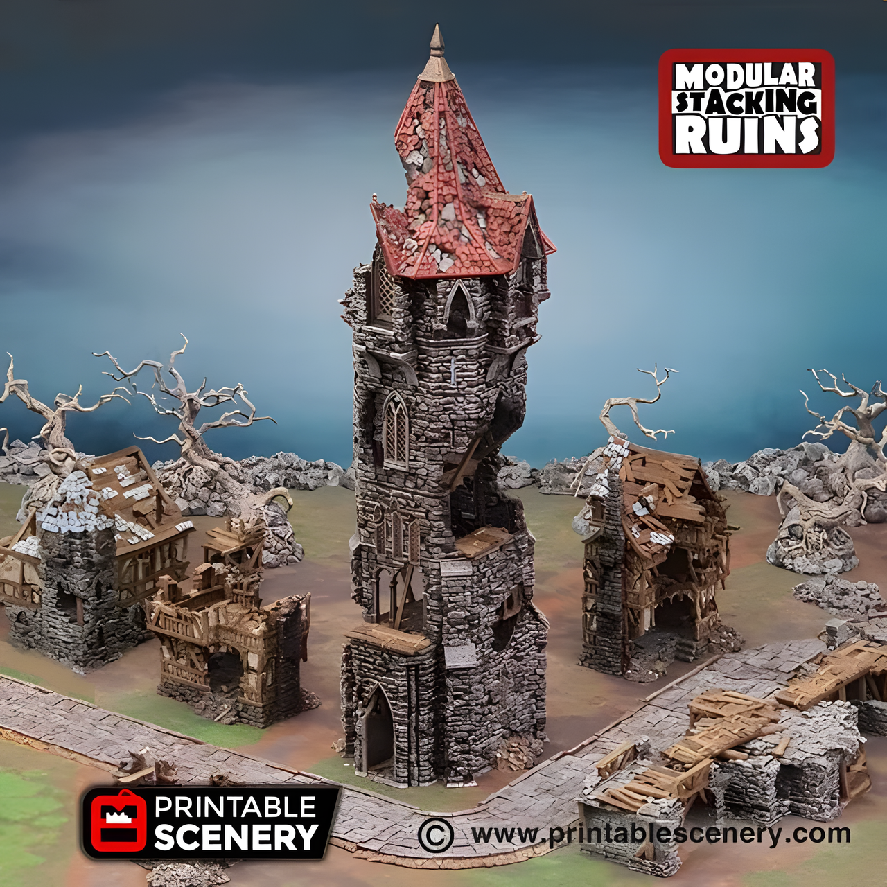 Tower of Insanity, 15mm, 28mm, 32mm - Printable Scenery
