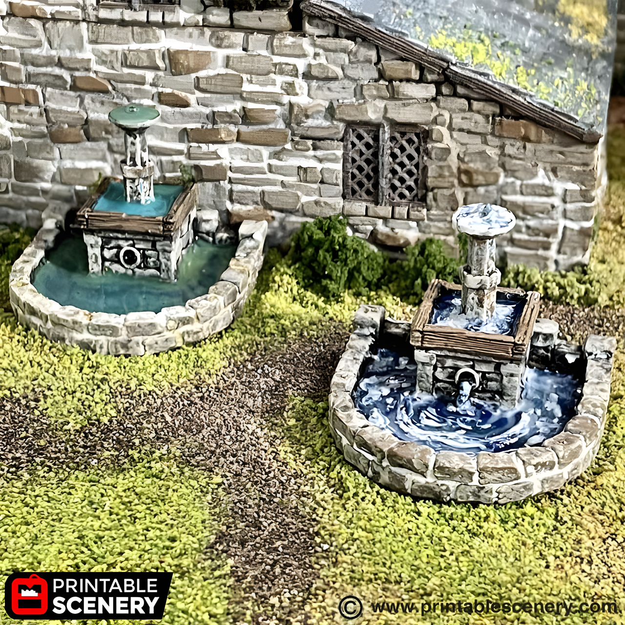 Town Fountain. King and Country, 15mm, 28mm, 32mm - Printable Scenery
