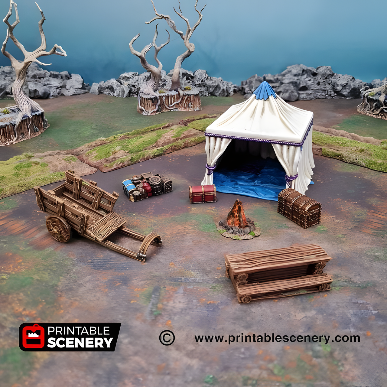 Travellers Camp 2. Shadowfey Wilds, 15mm, 28mm, 32mm - Printable Scenery