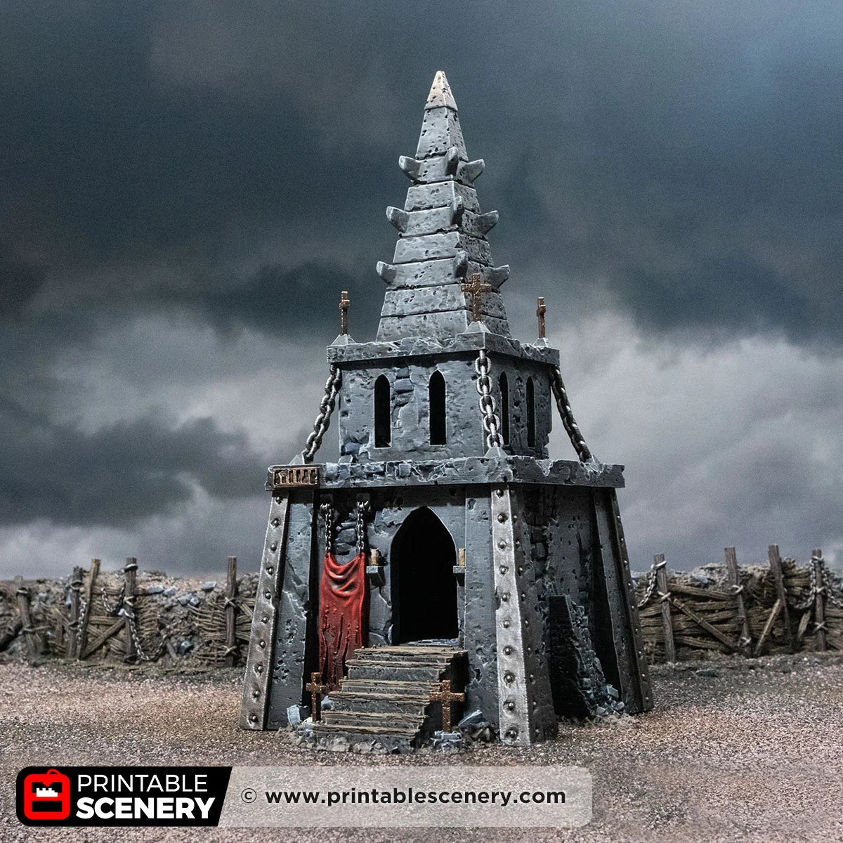 Trench Chapel. Darkness and Desolation 15mm, 28mm, 32mm - Printable Scenery | SystemHex