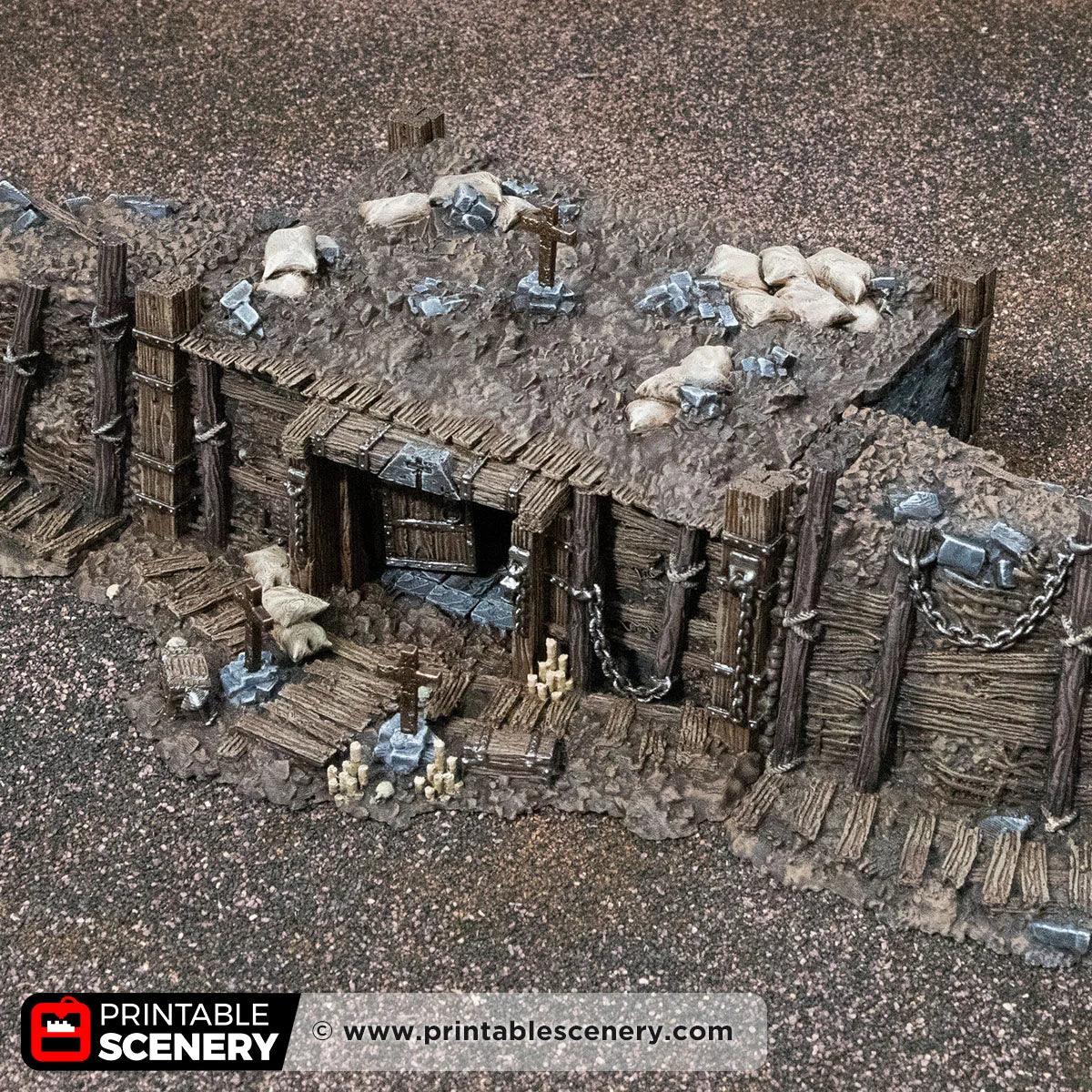 Wooden Dugout. Darkness and Desolation 15mm, 28mm, 32mm - Printable Scenery | SystemHex