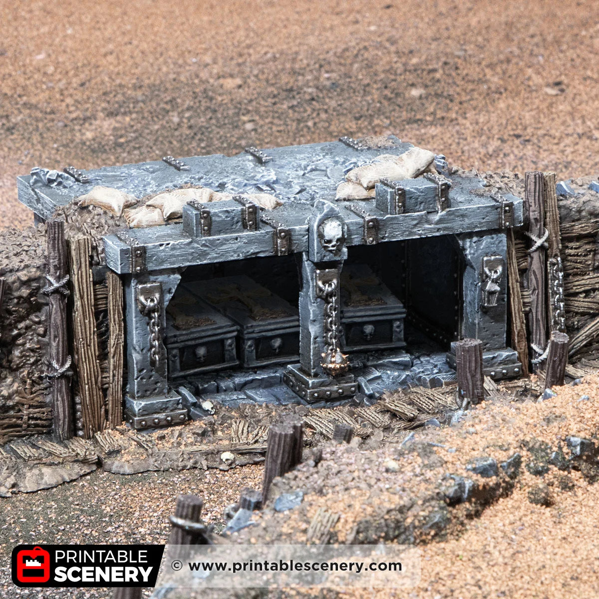 Trench Mausoleum. Darkness and Desolation 15mm, 28mm, 32mm - Printable Scenery | SystemHex