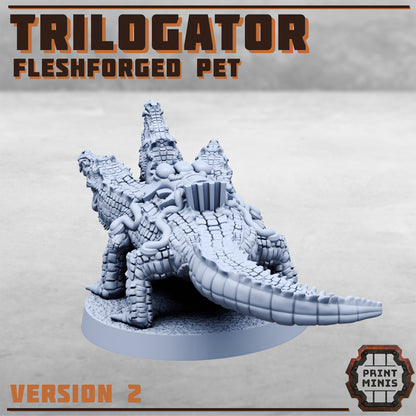 Trilogators, Three Headed Aligator - Print Minis