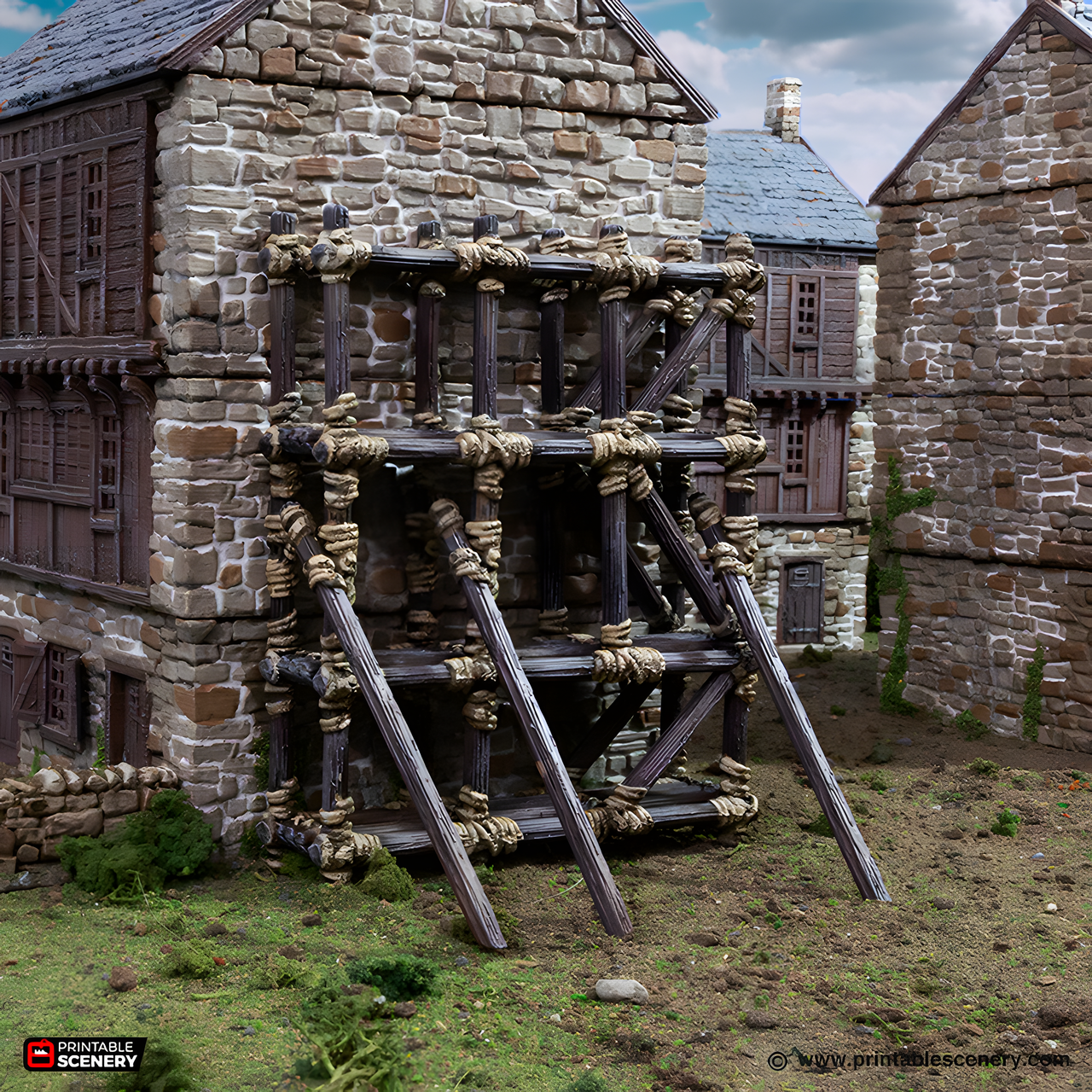 Wooden Scaffold. King and Country, 15mm, 28mm, 32mm - Printable Scenery