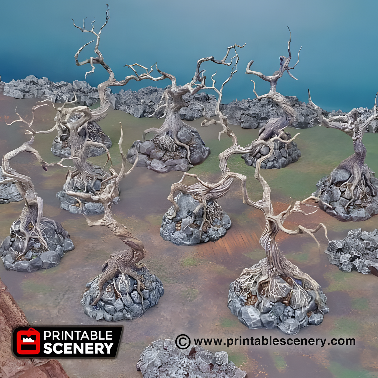 Contorted Trees. Shadowfey Wilds, 15mm, 28mm, 32mm - Printable Scenery