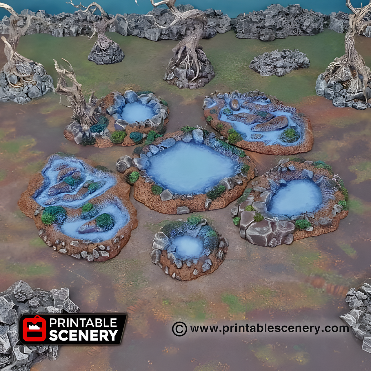 Fey Marshes. Shadowfey Wilds, 15mm, 28mm, 32mm - Printable Scenery