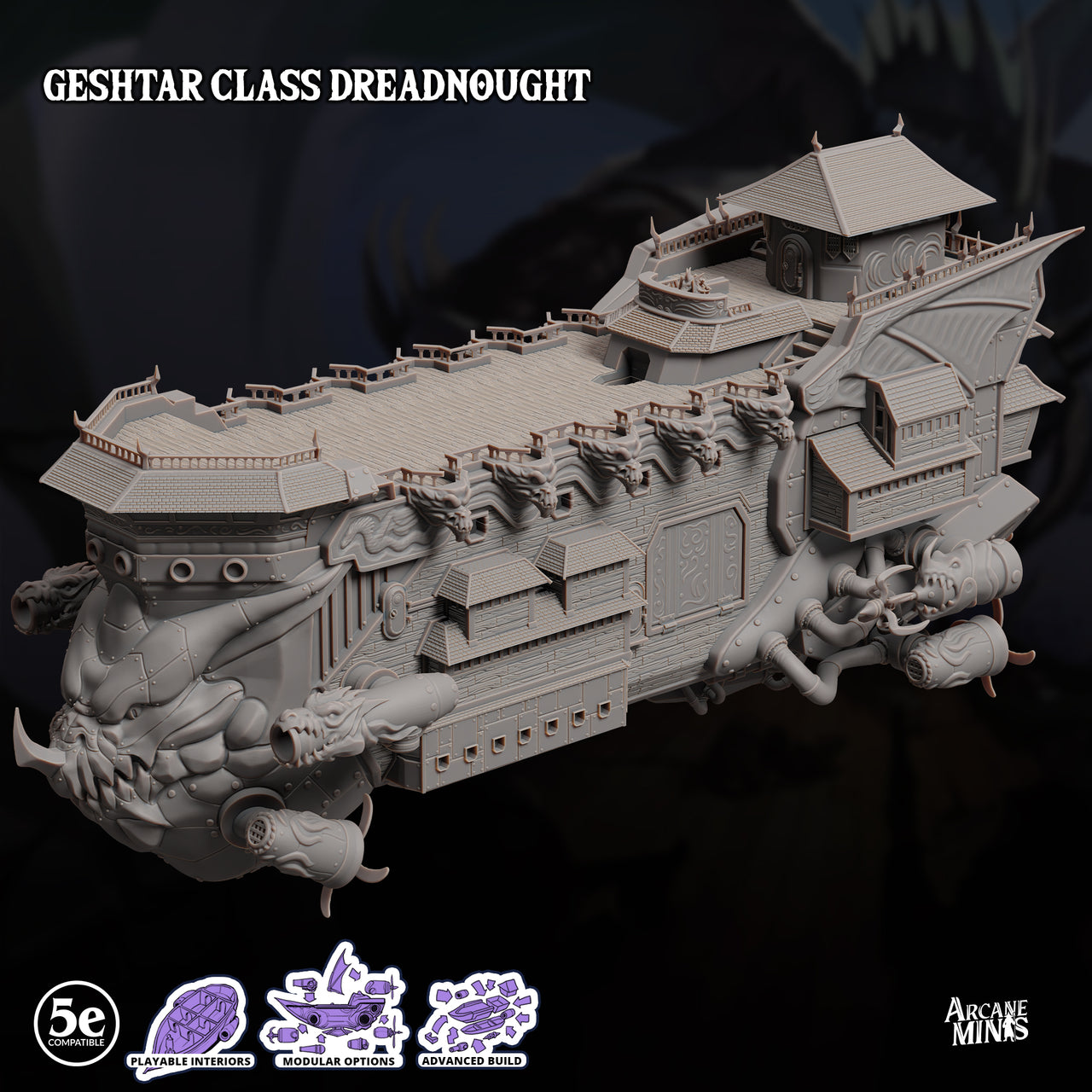 Geshtar Class Dreadnought, Collosal Steampunk Airship - Sordane Publishing